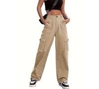 WZMYDBD Pantaloni Cargo Donna Eleganti Ampi E Larghi con Palazzo, A Vita Alta, Elasticizzati con Tasche Pantalone A Gamba Larga Opaque Controllo della Pancia Pantalone Casual Pantaloni