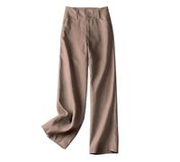 WZMYDBD Pantaloni Lino Donna Pantalone Donna A Vita Alta Gamba Larga Palazzo Eleganti E Casual Elastico in Vita Look Ufficio O Tempo Libero