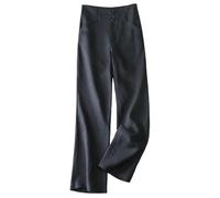 WZMYDBD Pantaloni Lino Donna Pantalone Donna A Vita Alta Gamba Larga Palazzo Eleganti E Casual Elastico in Vita Look Ufficio O Tempo Libero