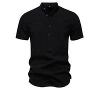 WZMYDBD Uomo A Maniche Corte Camicia Lino Uomo Estiva Camicia Lino Elegante Camicie E Pantaloni Lino Traspirante La Spiaggia con Collo Button-Down Le Vacanze E Il Lavoro Abbigliamento Casual