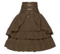 Wzmzjy Gonna Midi Elastico Abbigliamento | Gonna con Balze, Stile Vintage, per Il Tempo, Danza, Cosplayer