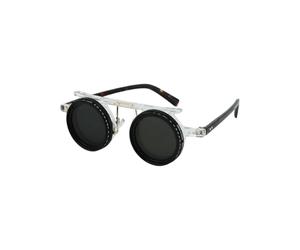 Wzmzjy Occhiali da Sole Protection Polarizzati Tondi Steampunk con Lente Nd Regolabile Antiriflesso Anti Luce Struttura Ibrida Adatti per Guida Pesca Camminate Eventi Vita, Bianco
