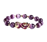 Wzmzjy Pi Yao Bracciale Ossidiana Nera Bracciale Charm Oro Giada Mantra Portafortuna Regolabile Simbolo Fortuna E Adatto a Regalo Decorazione Perso, Viola