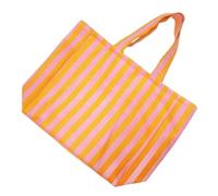 Wzmzjy Tote Donna Borsa Shopper Mare Strisce Tessuto Morbido Verticale Chiusura Sicura Compartimento Adatta per Spiaggia Spesa Palestra Uso Quotidiano, Arancione+Rosa