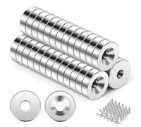 Wzone 10x3mm Calamita Neodimio, 40 PCS Magneti con Foro n52 Potente Magnete con Viti per Uffici Lavagna Magnetica Frigorifero Magnet Board