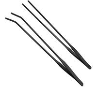 Wzong 2 pinzette per acquario, extra lunghe, in acciaio inox, dritte e curve, per attrezzi Aquascape da 27 cm, colore nero