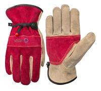 WZQH Guanti da Lavoro in Pelle da Uomo o Donna. Utilizzati per Giardinaggio, Saldatura, Costruzione, Motoseghe, Fattorie, Ranch, ecc. Pelle Bovina, Fodera in Cotone, Pratico. Rosso rosa - Grigio M