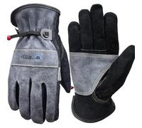 WZQH Guanti da Lavoro in Pelle da Uomo o Donna. Utilizzati per Giardinaggio, Saldatura, Costruzione, Motoseghe, Fattorie, Ranch, ecc. Pelle Bovina, Fodera in Cotone, Pratico. Grigio - Nero 2XL