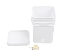 WZSASE 20L Honey Bucket with Gate & Lid | Square Plastic Extractor for Beekeeping | Honey Collection/Syrup Feeding Container | 39x27x27cm, HDPE