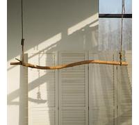 WZSMZKHF Asta Appendiabiti da Soffitto Vintage in Vero Legno con Rami di Albero, Ganci e Corda di Canapa, Asta Appendiabiti Decorativa Rustica for Cappotti, Cappelli, Chiavi(120cm)