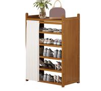 WZSMZKHF Scarpiera In Bambù con Tenda Antipolvere per La Privacy, Armadio Scarpe Indipendente, Ripiano Regolabile, Porta Scarpe per Armadio, Ingresso e Corridoio(L70 x W23 x H88cm)