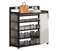 WZSMZKHF Scarpiera Nera Ingresso - Scaffale Portascarpe In Bambù Di Grande Capacità con Tenda Antipolvere e Pannelli Laterali In Acrilico, per Armadio, Ingresso, Soggiorno(L70 x W23 x H75cm)