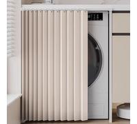 WZSMZKHF Tenda Antipolvere for Lavatrice, Tende Corte Armadietti da Cucina, Buon Drappeggio, Tendina Sottolavello Cucina Senza Bisogno di Forare con Binario Autoadesivo(Beige,W 60 cm x H 80 cm)
