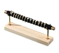 WZTHLF Espositore per anelli con base in legno massello, elegante e portatile, espositore per gioielli (nero, 1)