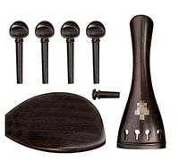 WZUNHUANG Parti di violino Ebony Set W/Tarchpiece Chin Rest 4 Tuning Pegs End Pin End Squisito Pattern Inlay FAI DA TE Adatta per 3/4 4/4 Violino