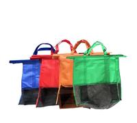 Wzxhew Borse per carrello carrello set di 4 sacchetti riutilizzabili per trolley per alimenti con borsa termica e porta uova/vino, organizer con 4 scomparti, lavabile in lavatrice (blu, taglia unica)