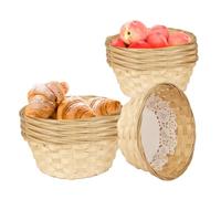 Wzxksoac 10 Pezzi di Piccoli Cestini Regalo Rotondi, 7,9 X 7,9 X 3,5 Pollici, Cestini per Il Pane Intrecciati in bambù per Servire, Cestini di Frutta, Cestini per Alimenti