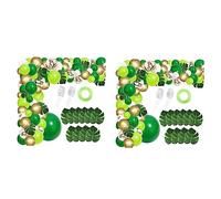 Wzxksoac 268Pcs Decorazione Un Palloncino Verde con di Palloncini per Feste nella Giungla, con Foglie di Palma Tropicali Artificiali per La Festa di Compleanno