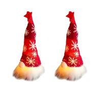 Wzxksoac 2X Bambola Gnomo Natalizia con Luci Bambola Rudolph, Ornamenti Nani Luminosi per La Casa, Regali di Natale, Capodanno-Rosso
