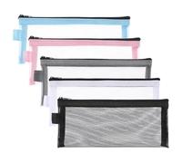 Wzxksoac 5 Pezzi Astuccio per Matite, Astuccio per Matite Trasparente per Esami, Astuccio per Matite con Cerniera In Rete di Nylon Semplice, Astuccio per Cosmetici, Astuccio per Cancelleria