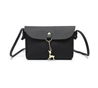 Wzxksoac Borsa a tracolla a tracolla in pelle PU vintage vintage piccolo ciondolo cervo regali alla moda (nero)