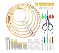 Wzxksoac Il Kit per Telaio da Ricamo Include: Telaio da Ricamo, Ago da Ricamo, Forbici Vintage, Infila Ago, Ditale, Rocchetto di Filo