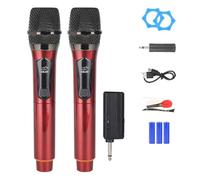Wzxksoac Microfono Wireless Professionale con Interfaccia da 6,35 mm per Casa, con Due Microfoni per Esibizioni KTV sul Palco, Colore Rosso.