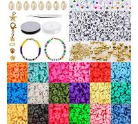 Wzxksoac Perline nel Argilla - Perline da 6 Mm per La Creazione di Gioielli, Perline nel Argilla Polimerica 18 Colori per La Creazione di Braccialetti, Perline per Bracciali con Lettere