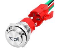 Wzxksoac Pulsante A Horn LED 12V 20A Heavy Duty 16MM Interruttore in Metallo per Altoparlante in Acciaio Inossidabile Pulsante Momentaneo
