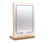 Wzxksoac Specchio per Trucco Portatile in Legno Rotazione Angolare Regolabile A 90 ° Schermo di Ricarica per Stampa USB Specchio per Trucco