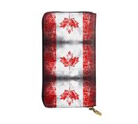 WZYCWB 19,1 x 10,4 cm di lunghezza, portafoglio in pelle con bandiera del Canada, scomparto con cerniera grande capacità, un buon regalo per gli amici, nero, Taglia unica