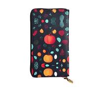 WZYCWB 19,1 x 10,4 cm di lunghezza, portafoglio in pelle con fiori di zucca, scomparto con cerniera grande capacità, un buon regalo per gli amici, nero, Taglia unica