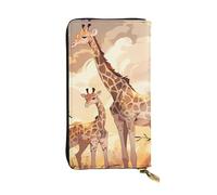 WZYCWB 19,1 x 10,4 cm di lunghezza, portafoglio in pelle con giraffa madre e bambino, scomparto con cerniera grande capacità, un buon regalo per gli amici, nero, Taglia unica