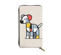 WZYCWB 19,1 x 10,4 cm pochette lunga, Mondrian astrattismo piccolo animale in pelle, scomparto con cerniera grande capacità, un buon regalo per gli amici, nero, Taglia unica