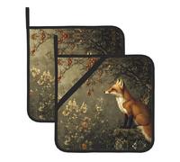 WZYCWB 2 presine termoisolanti, quadrate, 20,3 x 20,3 cm, essenziale per cucinare in cucina, facile da pulire, stampa caccia alla volpe