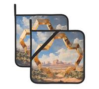 WZYCWB 2 presine termoisolanti, quadrate, 20,3 x 20,3 cm, essenziale per cucinare in cucina, facile da pulire, motivo deserto stampato