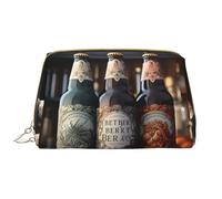 WZYCWB 3 bottiglie di birra Borsa cosmetica portatile in pelle, borsa cosmetica da viaggio con tasca, borsa cosmetica di grande capacità, bianco, taglia unica, bianco, taglia unica, bianco, Taglia