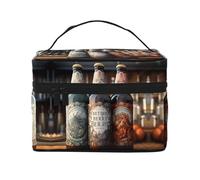 WZYCWB 3 bottiglie di birra grande borsa cosmetica da donna, borsa cosmetica portatile di grande capacità, borsa cosmetica da viaggio per ragazze, nera, taglia unica, nera, taglia unica, Nero , Taglia