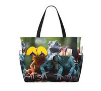 WZYCWB 4 lucertole colorate borsa da spiaggia grande borsa da viaggio palestra piscina cerniera borsa di stoccaggio