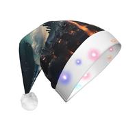 WZYCWB A city dream core Patterns Santa Hat | Cappello di peluche luminoso per Natale, Capodanno ed eventi di festa