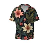 WZYCWB Aesthetic Plant - Camicia a maniche corte da uomo, casual, con bottoni, per vacanze e spiaggia, Nero, XL