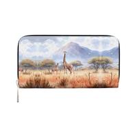 WZYCWB African Savanna Giraffe pochette in pelle portafogli con cerniera e porta carte sono perfetti per i viaggi o l'uso quotidiano, Giraffa africana della savana, Taglia unica