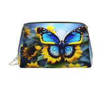 WZYCWB Alpaca Avatar - Trousse in pelle stampata per cosmetici, elegante e portatile, Farfalla Blu Girasole, Taglia unica