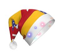 WZYCWB American Spagna Bandiera Adulto Capodanno Cappello di Natale, con luci a LED, unisex peluche cappello di Natale, Capodanno Natale festa regalo