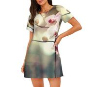 WZYCWB An Orchid. Camicia da notte a maniche corte da donna, vestibilità ampia, adatta per dormire e indossare rilassati, Nero , XL