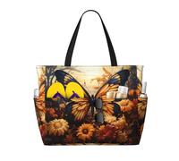 WZYCWB arancione giallo farfalla fiori campo stampato spiaggia borsa da viaggio per nuoto e fitness/supermercato shopping/vacanza al mare