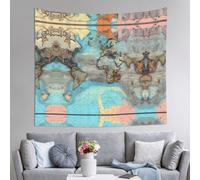 WZYCWB Arazzo con mappa del mondo dei cartoni animati, perfetto per il soggiorno o la camera da letto, crea una casa calda e invitante