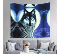 WZYCWB Arazzo con motivo lupo sotto la luna, perfetto per il soggiorno o la camera da letto, crea una casa calda e invitante