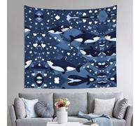 WZYCWB Arazzo da parete stampato con balena assassina blu, 152 x 130 cm, perfetto per il soggiorno o la camera da letto murales