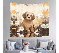 WZYCWB Arazzo da parete stampato con cucciolo tra i fiori, 152 x 130 cm, perfetto per il soggiorno o la camera da letto murales